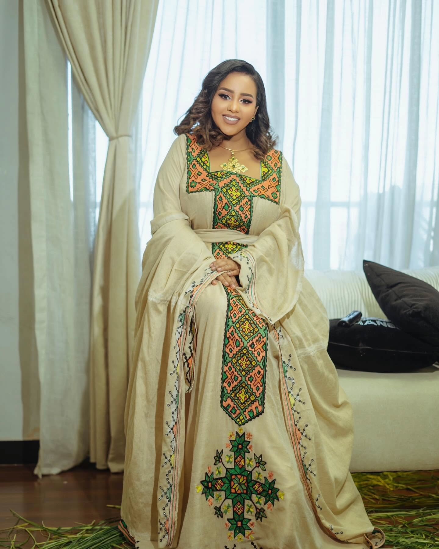 Traditional Ethiopian Clothing Elegant Embroidered Habesha Dress Habesha Kemis For Special Events 258