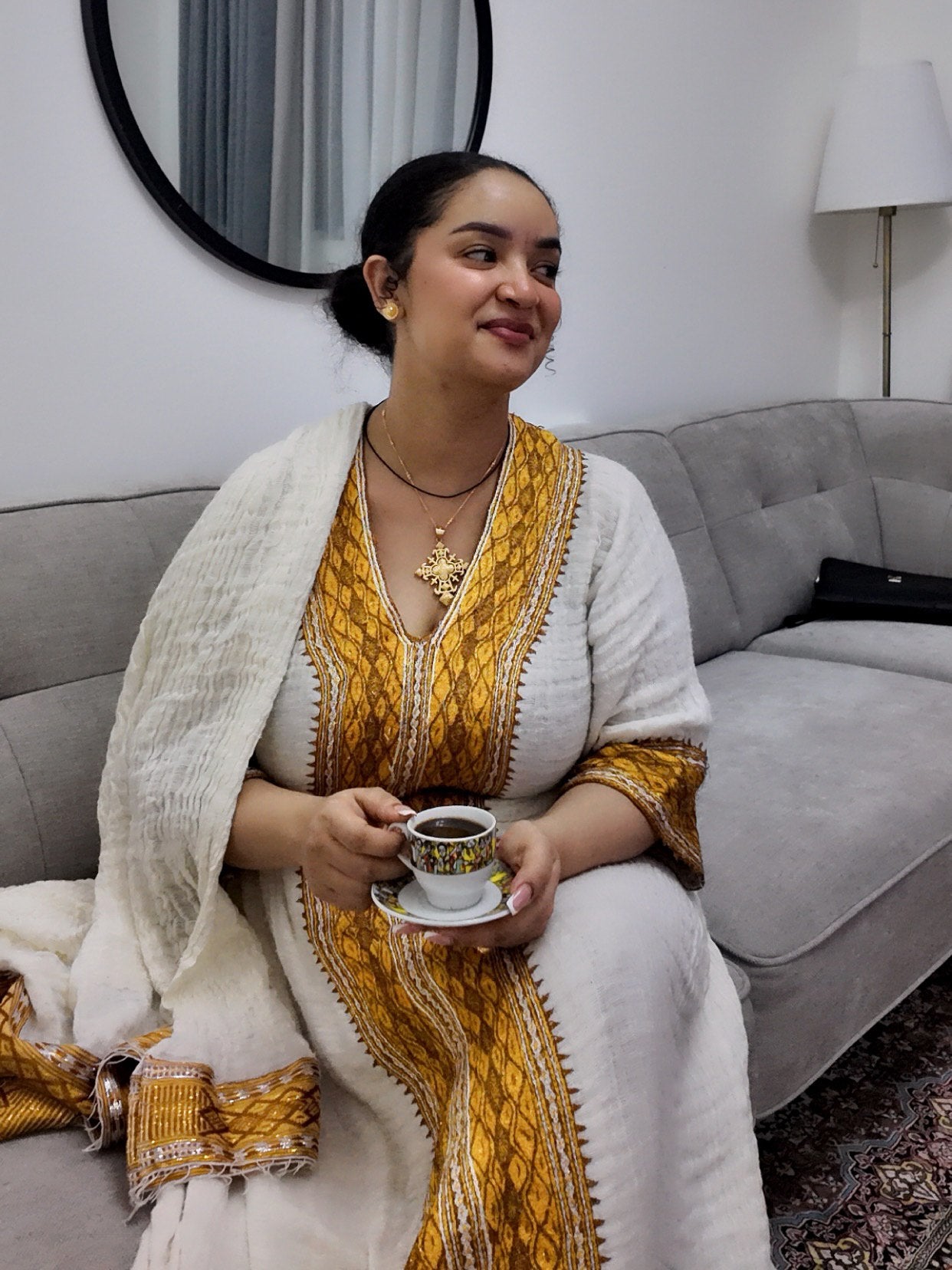 Golden Embroidery Habesha Dress Ethiopian Clothing Accents Handwoven Habesha Kemis 283