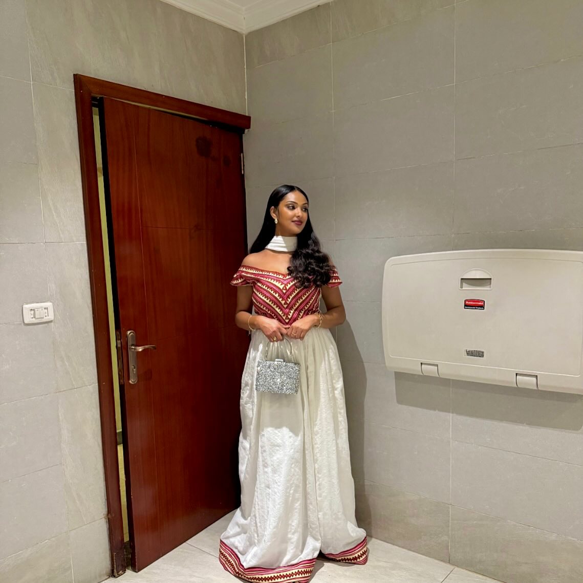 Ethiopian Traditional Dress Red And Gold Cultural Habesha Kemis Off-Shoulder Habesha Dress 288