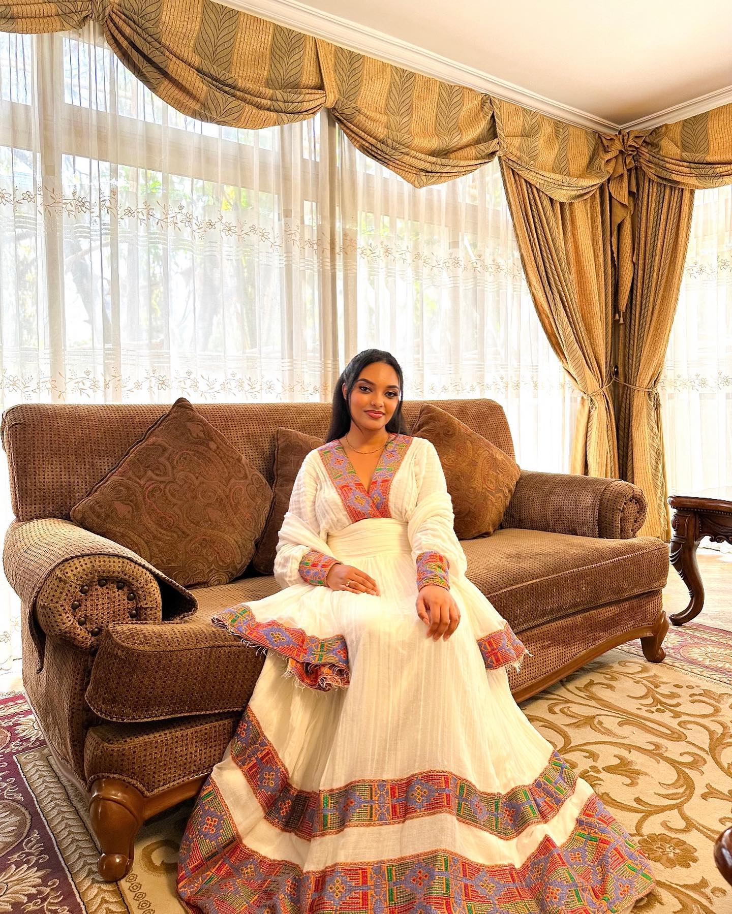 Habesha kemis timeless touch Ethiopian Dress V-Neckline Habesha Dress For Special Event 338