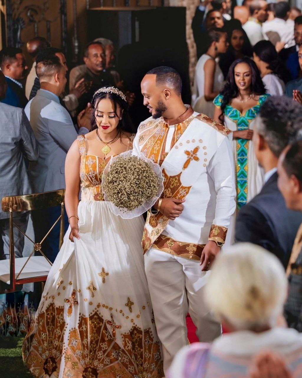 Matching Ethiopian Wedding Dress Set Traditional Ethiopian Clothing for Couples Elegant Habesha Matching Wear 116