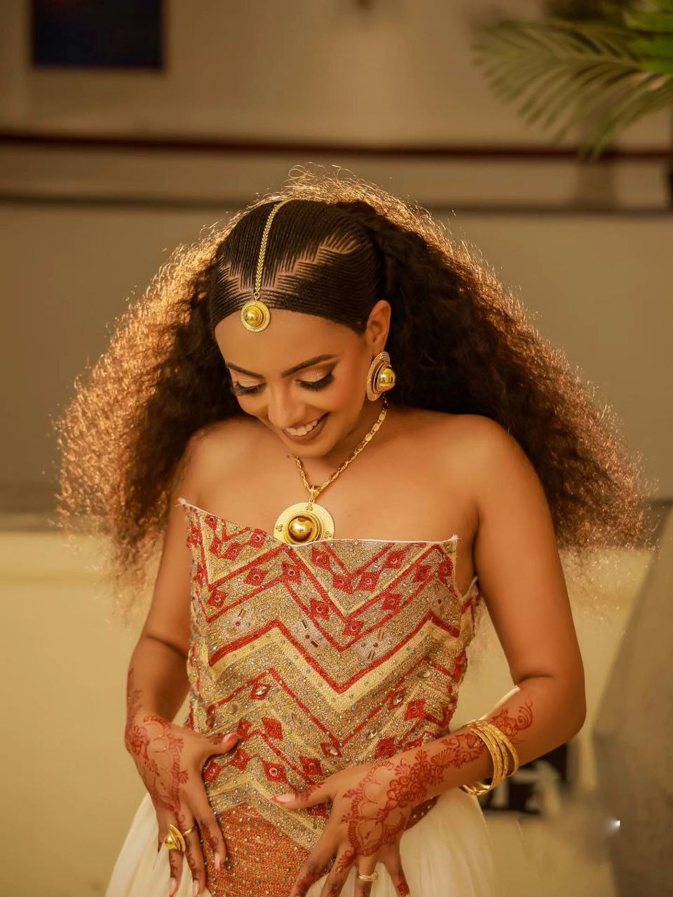 Stunning Habesha Dress for Women Elegant Ethiopian Clothing Red And Gold Embroidery Habesha Wedding Dress 117