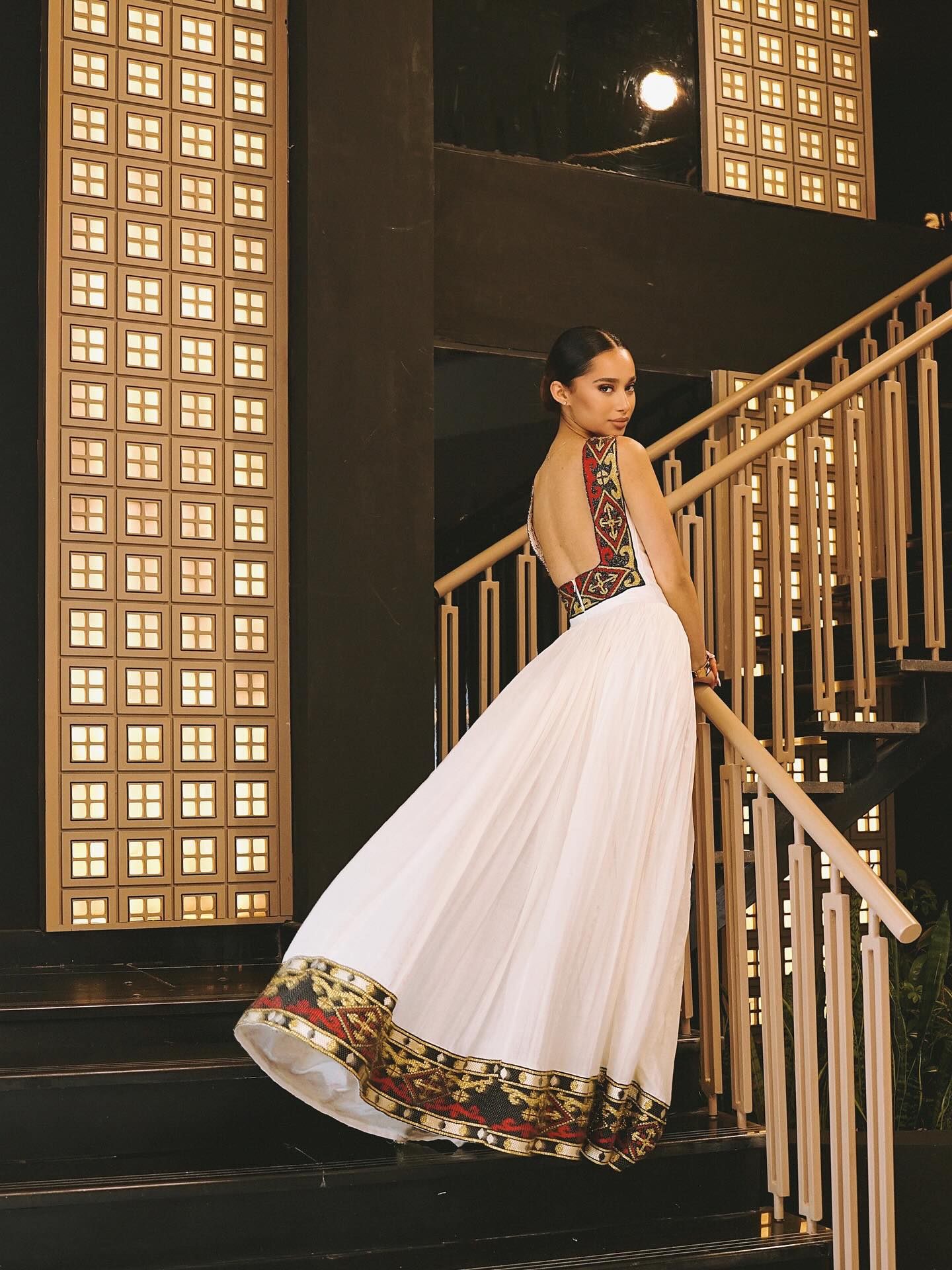 Elegant Backless Ethiopian Traditional Dress Habesha & Eritrean Inspired Habesha Kemis Multicolor Habesha Dress 126