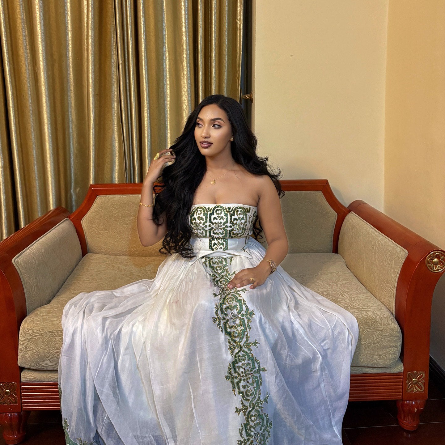 Strapless Ethiopian Traditional Dress Habesha Dress For Festive Stunning Habesha Kemis 122