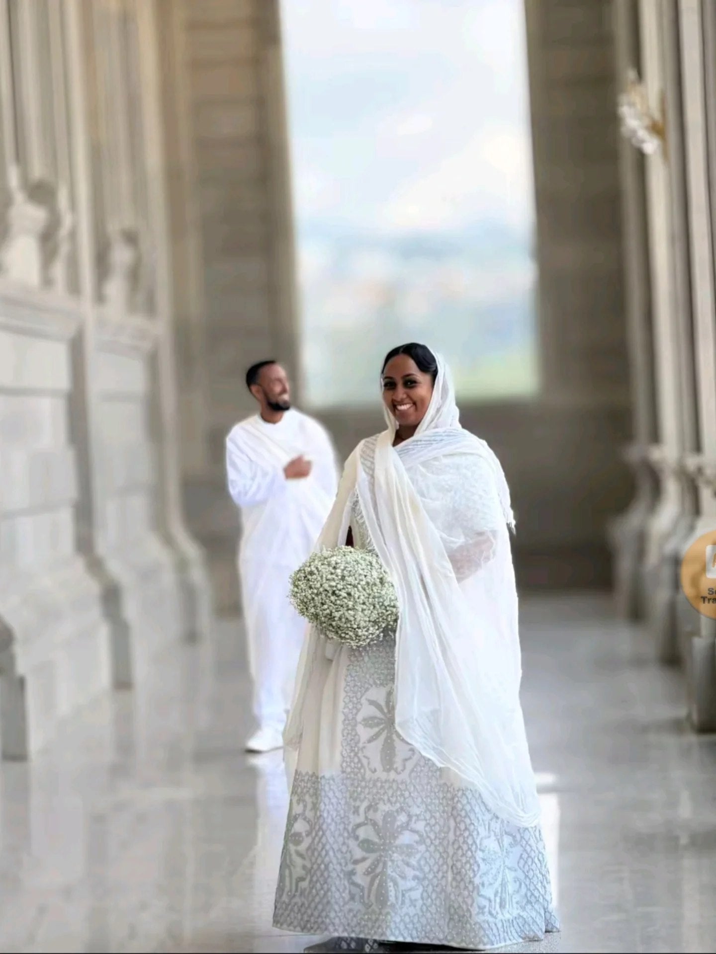 Matching Habesha Couple Outfit Traditional Ethiopian Dress Set White Kemis for Men & Women 172