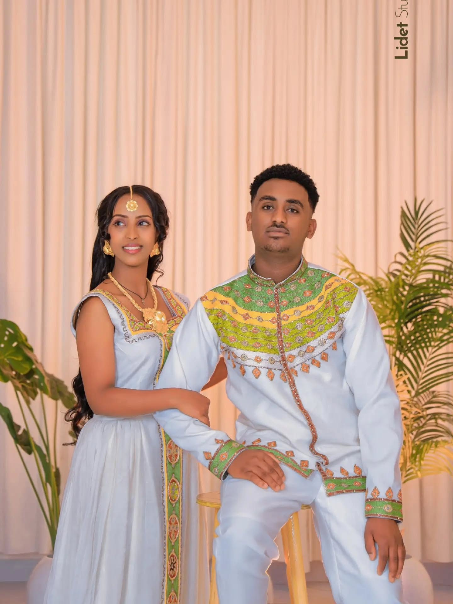 Matching Habesha Kemis and Men’s Outfit Elegant Ethiopian Couple Traditional Clothing Couple Set 178