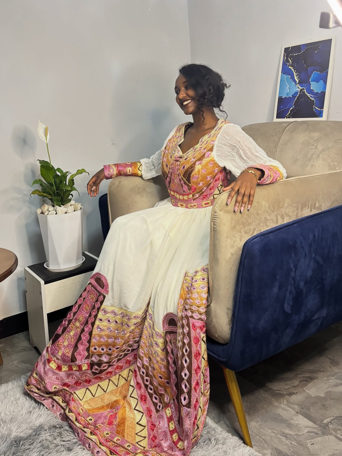 Graceful Habesha Kemis Traditional Ethiopian Wedding Dress Multicolor Embroidery Habesha Dress 184