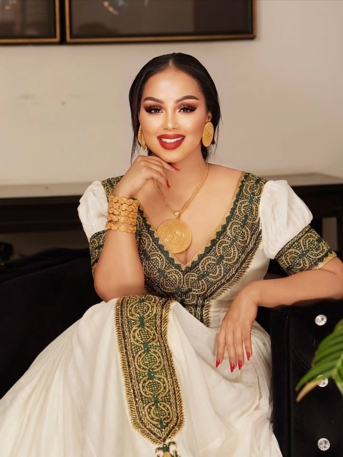 Green Gold Habesha Dress Festive Habesha Kemis Traditional Ethiopian Dress 289