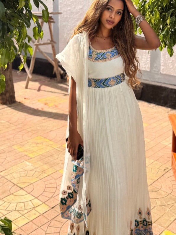 Multicolor Embroidery Habesha Kemis Classic Habesha Dress For Women Traditional Ethiopian Dress 375