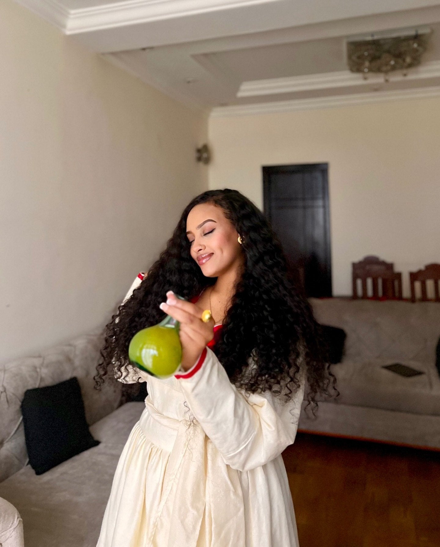 Ethiopian Clothing with Red Embroidery Cross Design Habesha Dress Long Sleeve Habesha Kemis 377