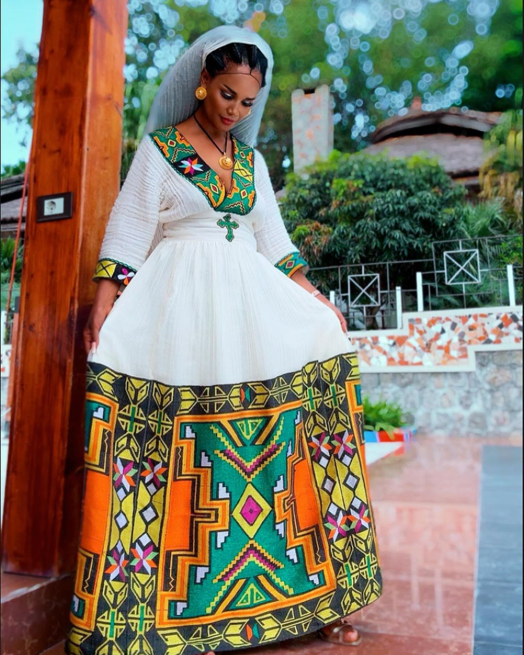 Colorful Pattern Habesha Dress Exquisite Ethiopian Dress For Any Occassion