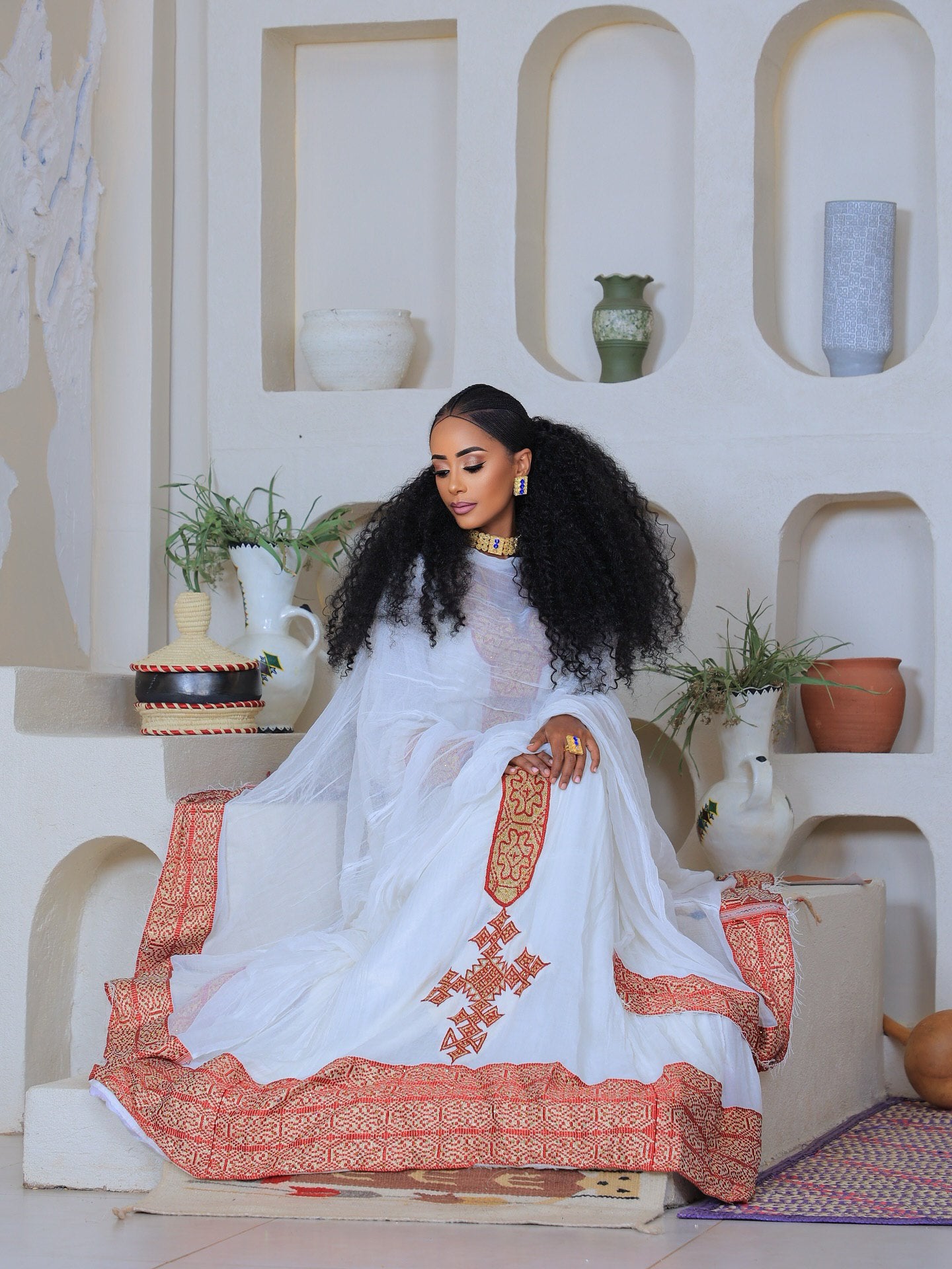 Traditional Ethiopian Dress White Habesha Kemis Authentic Habesha Dress Made from Traditional Habesha Cloth 125