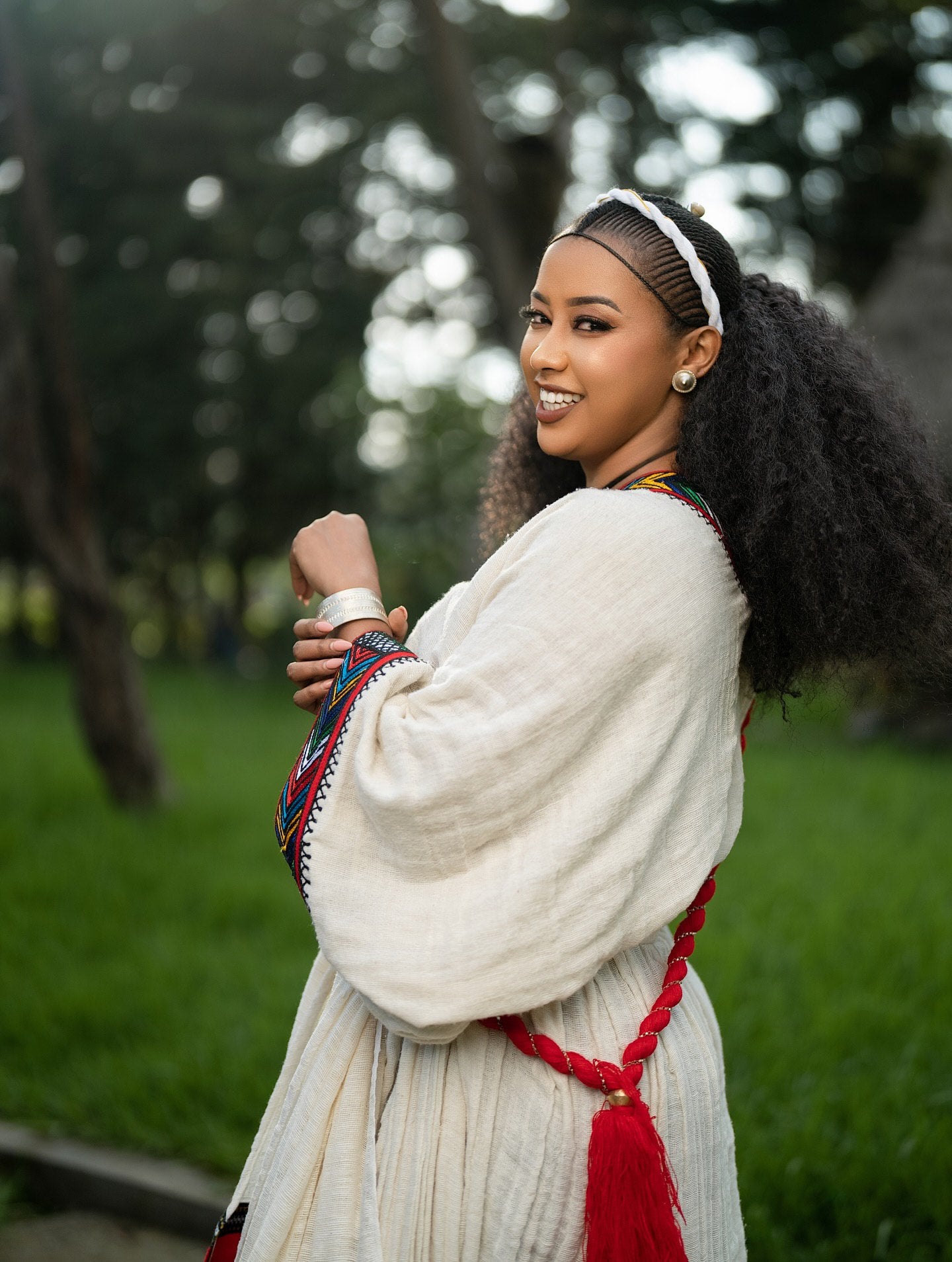 Stunning Traditional Habesha Kemis Red Tibeb Embroidery Habesha Dress Handwoven Ethiopian clothing 0070