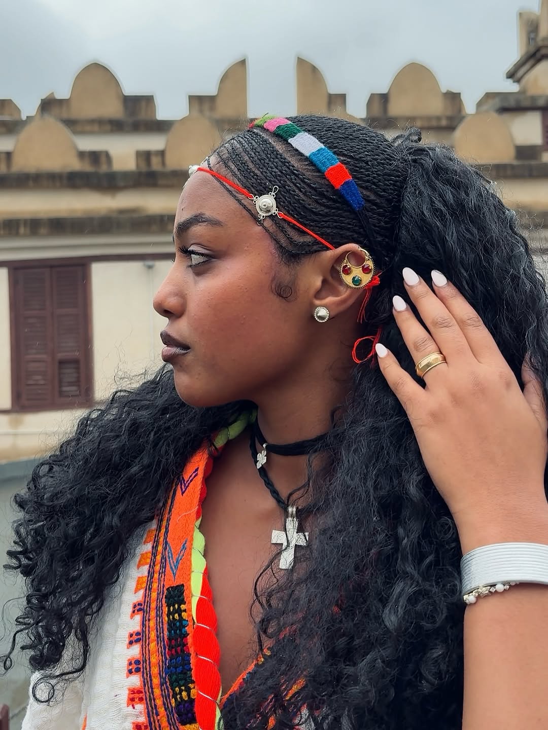 Traditional White Ethiopian Dress Orange Tibeb Patterns Habesha Kemis Classic Example Of Habesha Dress 0078