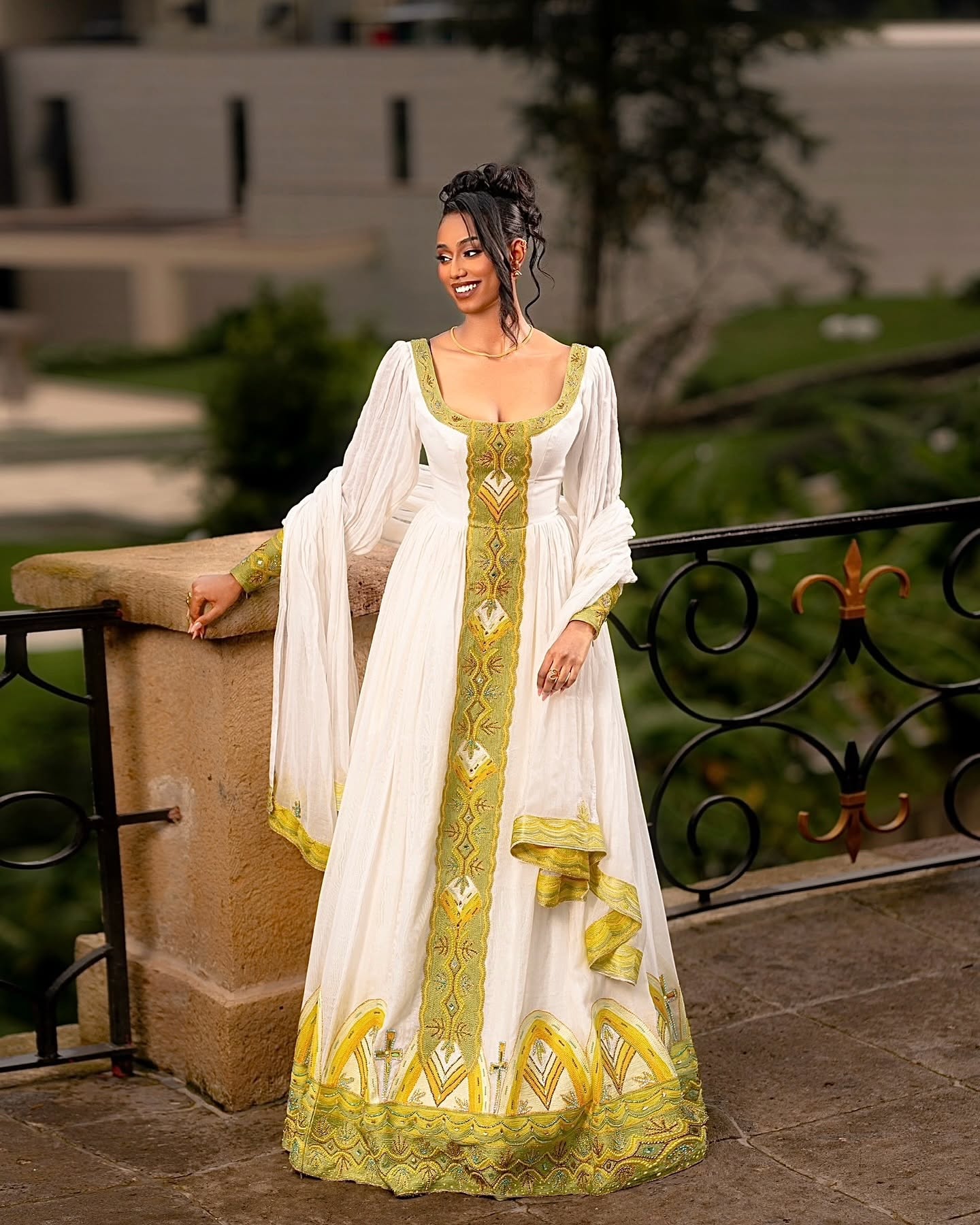 Ethiopian Traditional Dress Gold Embroidered Habesha Kemis & Cultural Attire Graceful Habesha Dress 155