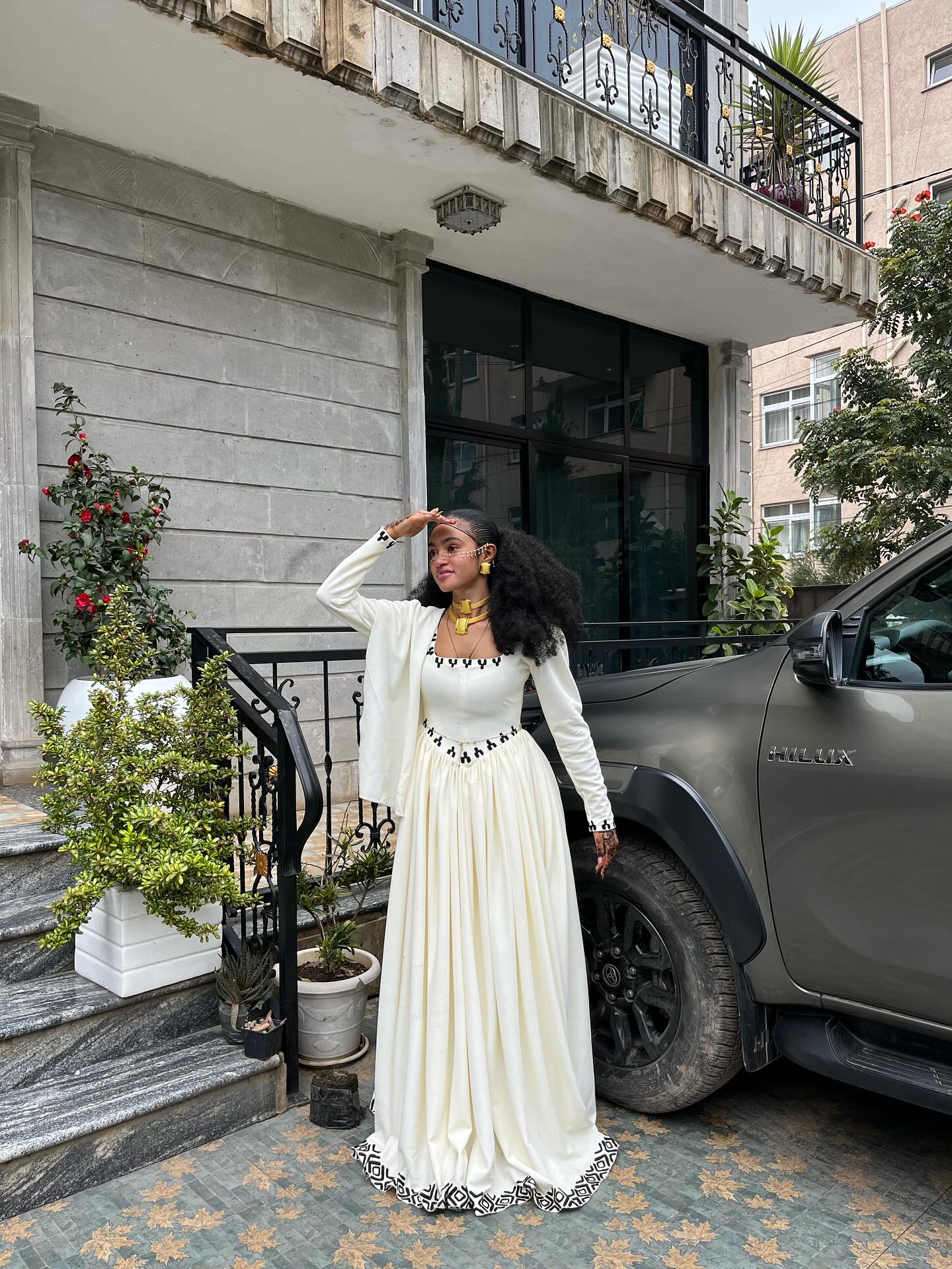 Elegant White Ethiopian Dress Black Geometric Border Design Habesha Kemis Graceful Habesha Dress For Occasions 0081