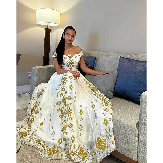 Elegant Beautiful & Classy Ethiopian Traditional Dress, Handwoven, Menen, Habesha, Eritrean Dress, Habesha Kemis, Habesha, Kemis