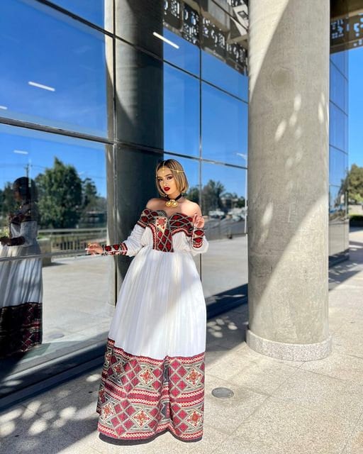 Dark Red Habesha Dress Modern Habesha Kemis For Any Occassion Habesha Libs ሀበሻ