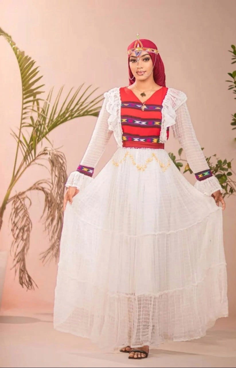 Red design oromo dress raya dress simple kemise dress