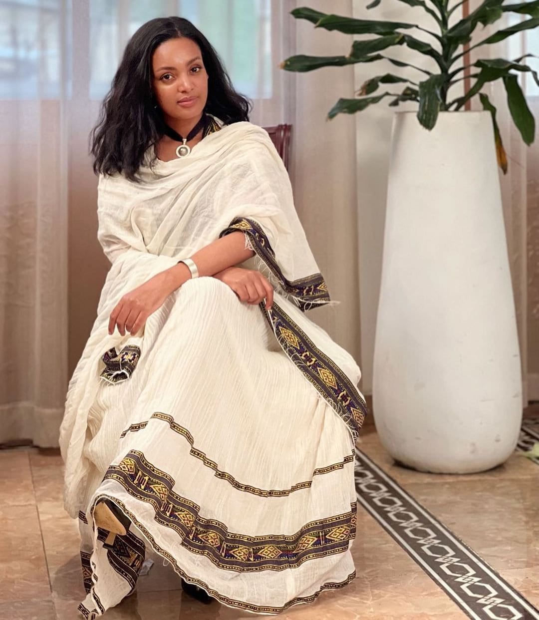 Chic Habesha Kemis with Menen Fabric, Shimena Dress, and Modern Tilf Design, Habesha dress, Eritrean dress, ሀበሻ