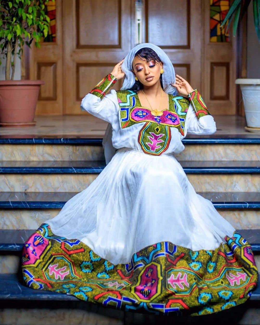 Magnificent Habesha Kemis with Menen Fabric, Shimena Dress, and Beautiful Tilf Design for Any Occasion, Habesha dress, Eritrean dress, αα α»