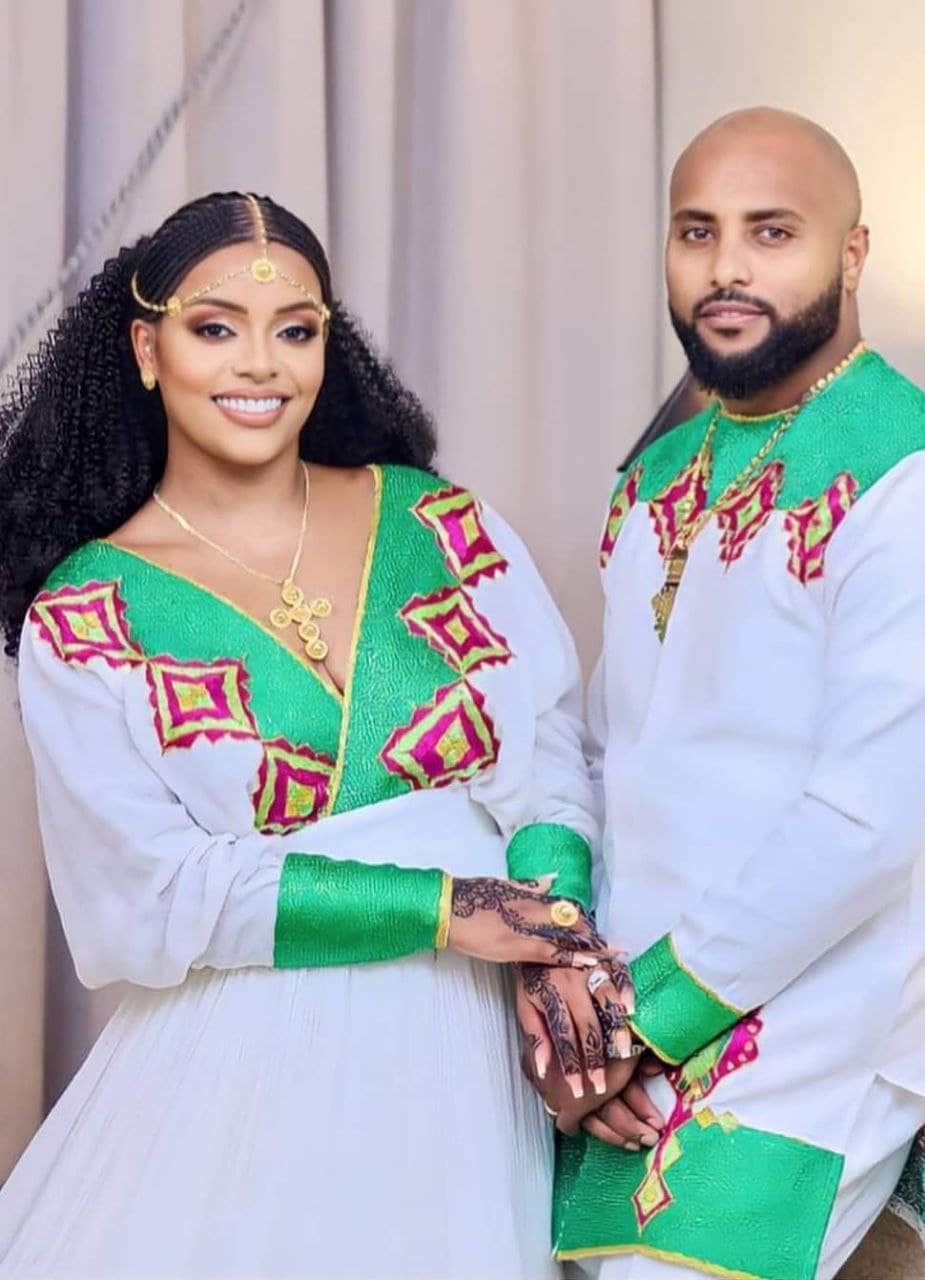 Couples' Habesha Wedding Cloth Habesha Wedding Dress Couples' Habesha Cloth Habesha Kemis Zuria Habesha Cloth for Couples ሀበሻ ቀሚስ ሀበሻ ልብስ