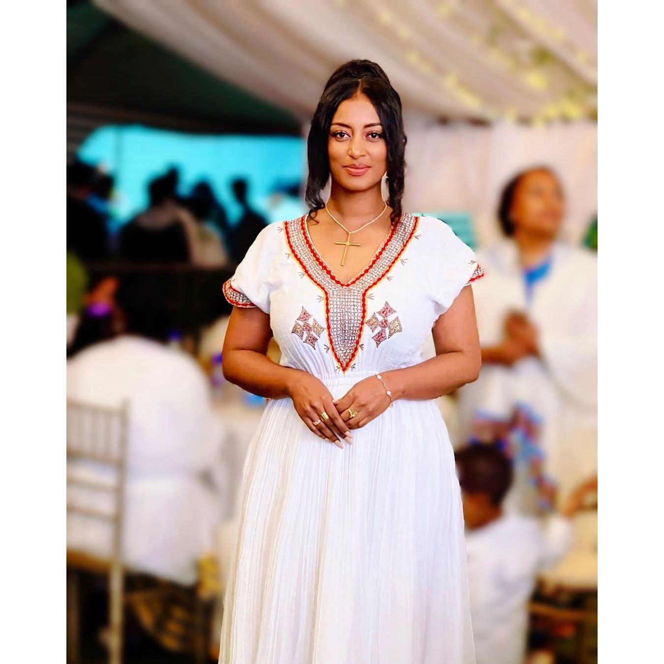 A Beautiful Habesha Clothing with Menen Fabric, Simple Modern Shimena Dress, and Intricate Tilf Designs, habesha libs, habesha kemis