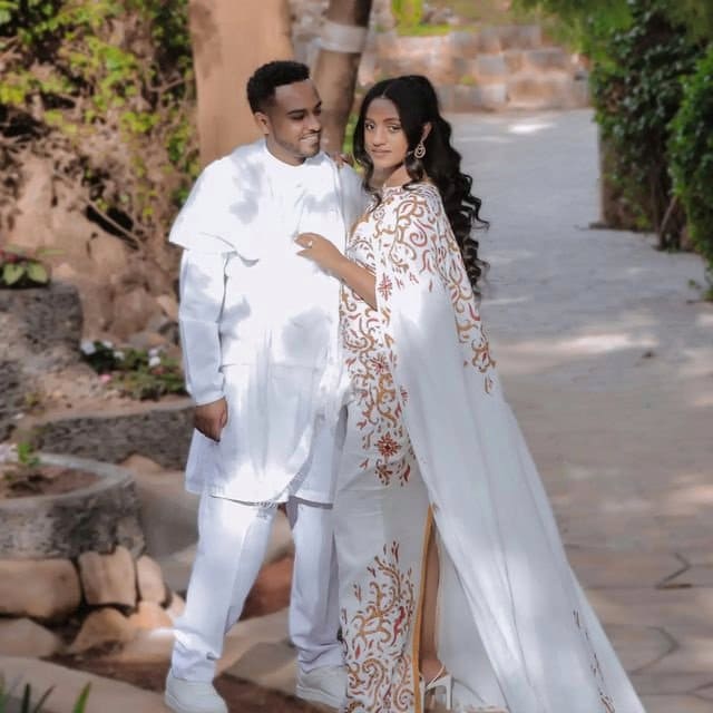 Couples' Wedding Cloth Habesha Wedding Dress Couples' Habesha Cloth Habesha Kemis Zuria Habesha Cloth for Couples ሀበሻ ቀሚስ ሀበሻ ልብስ