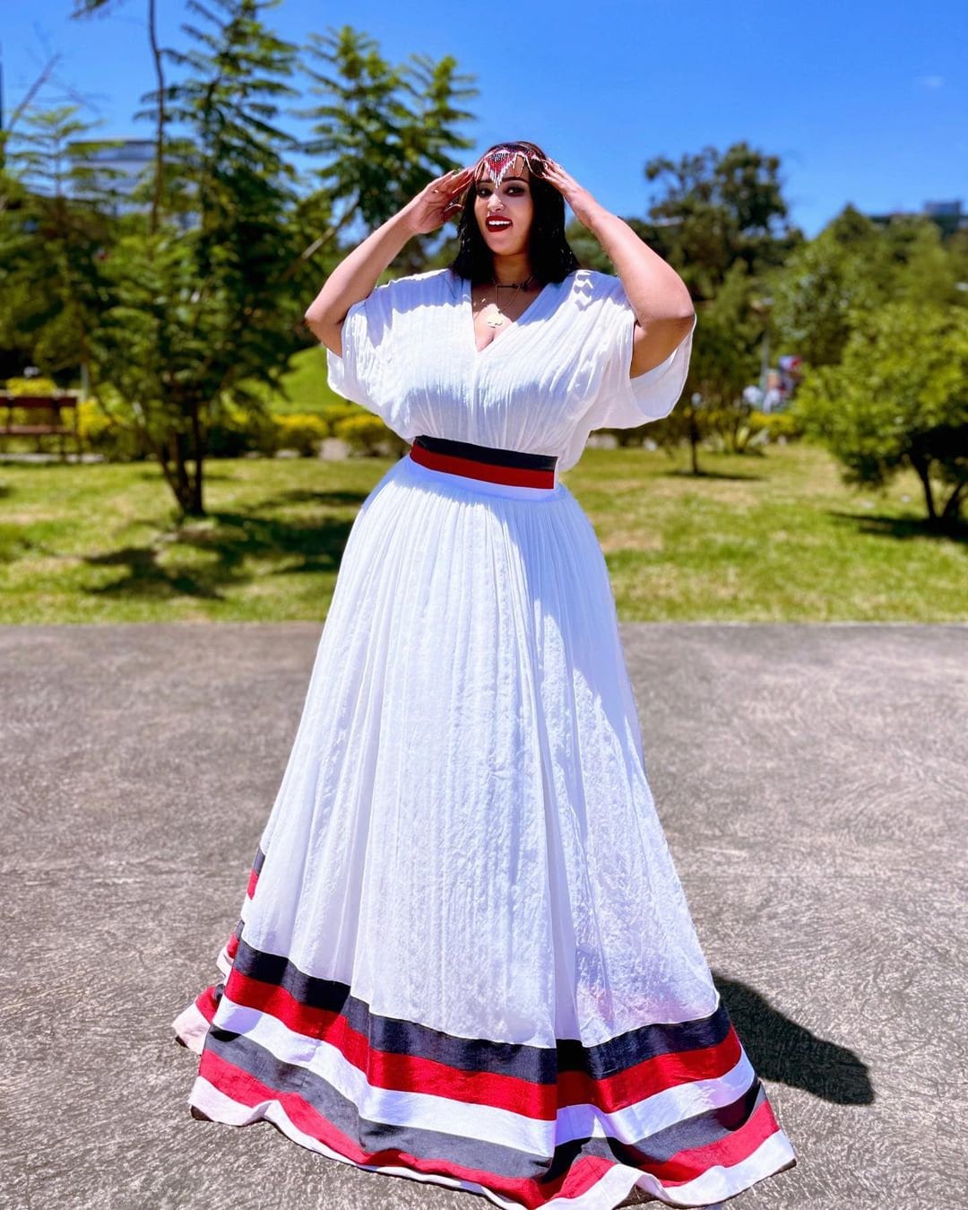Beautiful Oromoo Dress with Abbaa Gadaa Colors and with Accessories Handwoven Oromo Dress Habesha Dress