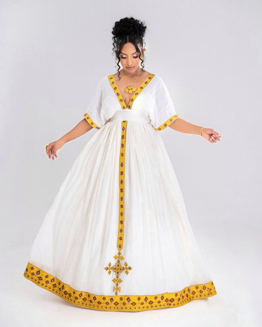 Golden Yellow Habesha Dress