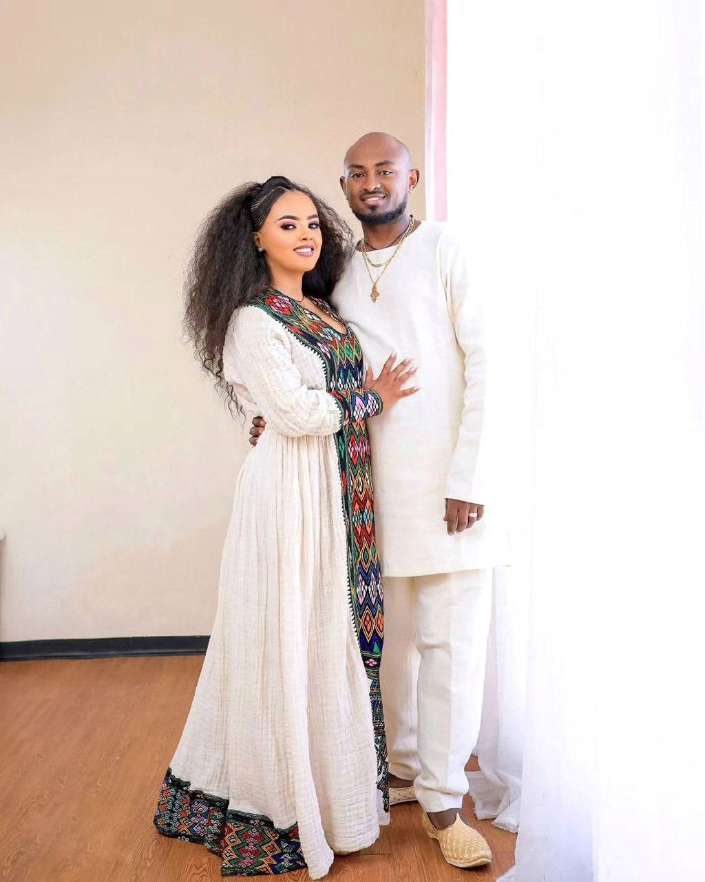 Darker Design in Traditional Habesha Couples Outfit Style Elegant Habesha Couples Outfit