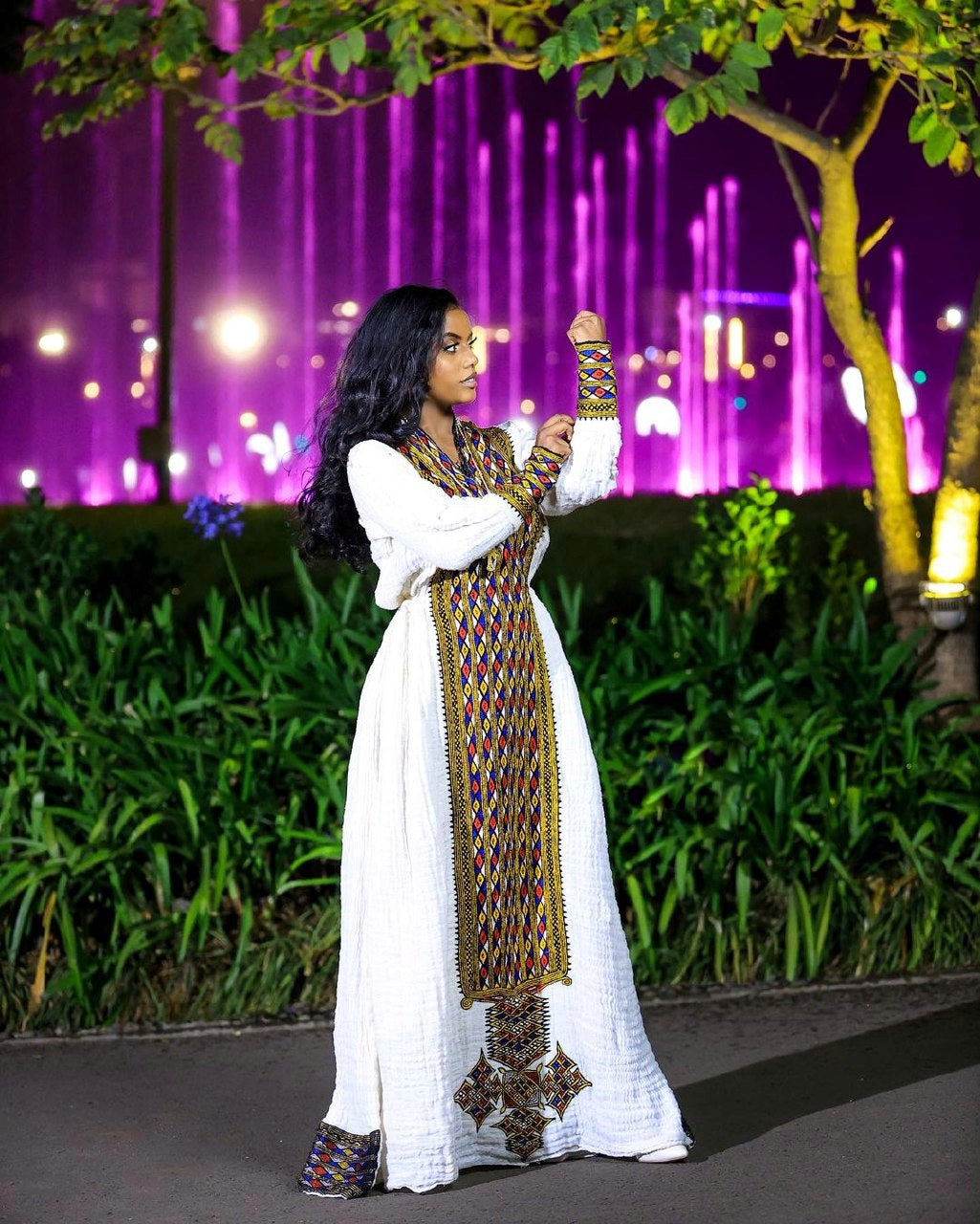 Intricate Habesha Dress: Detailed Pattern Ethiopian Traditional Habesha Kemis