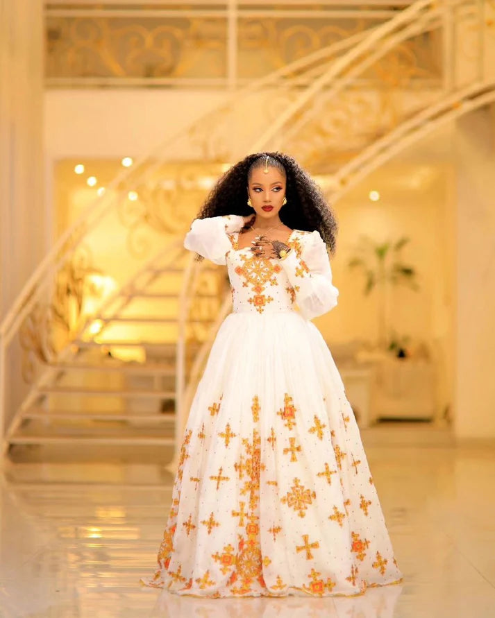 Beautiful Golden Habesha Wedding Dress