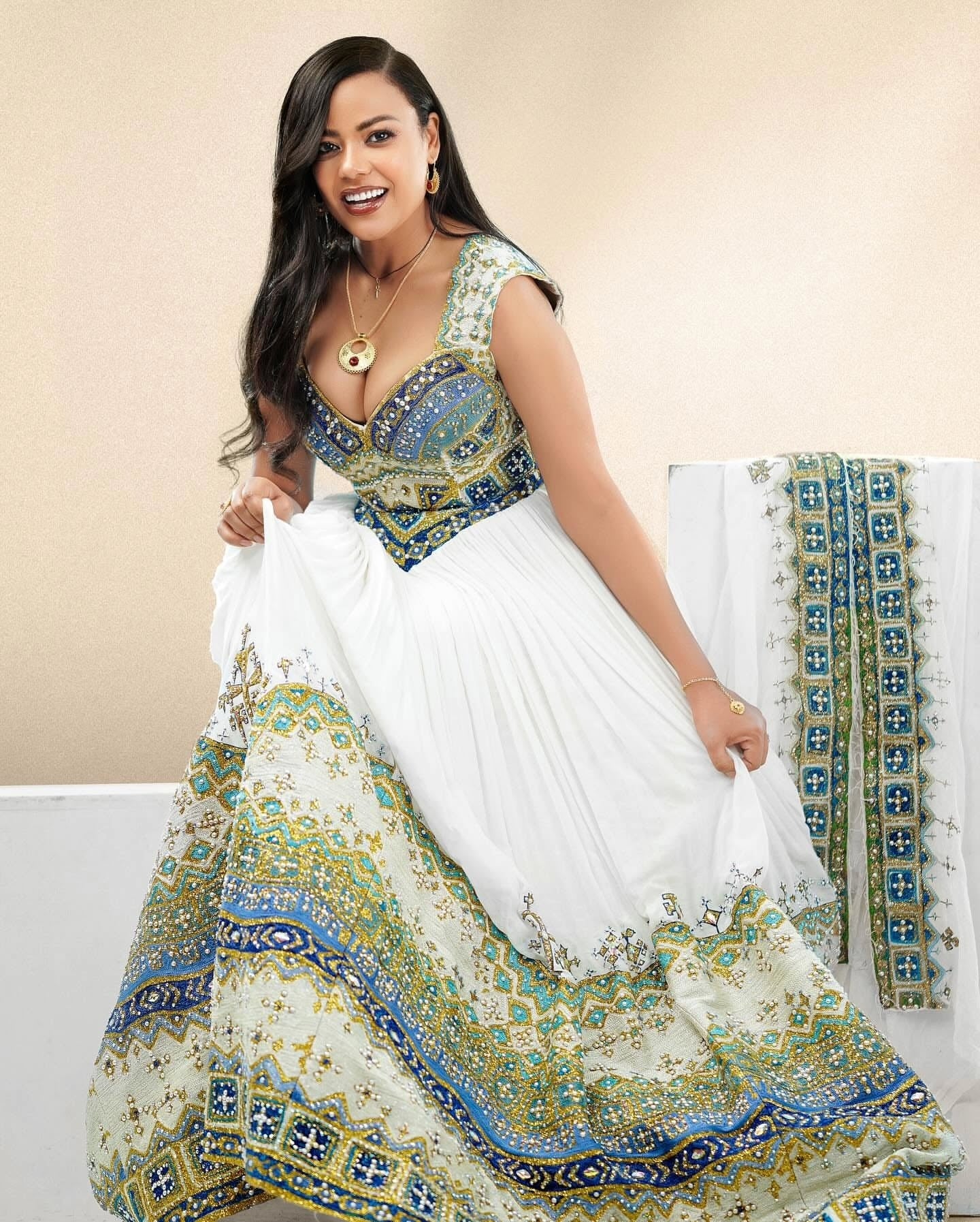 Green Embroidery Habesha Kemis Ethiopian Traditional Habesha Dress For Wedding Handwoven Habesha Kemis 196