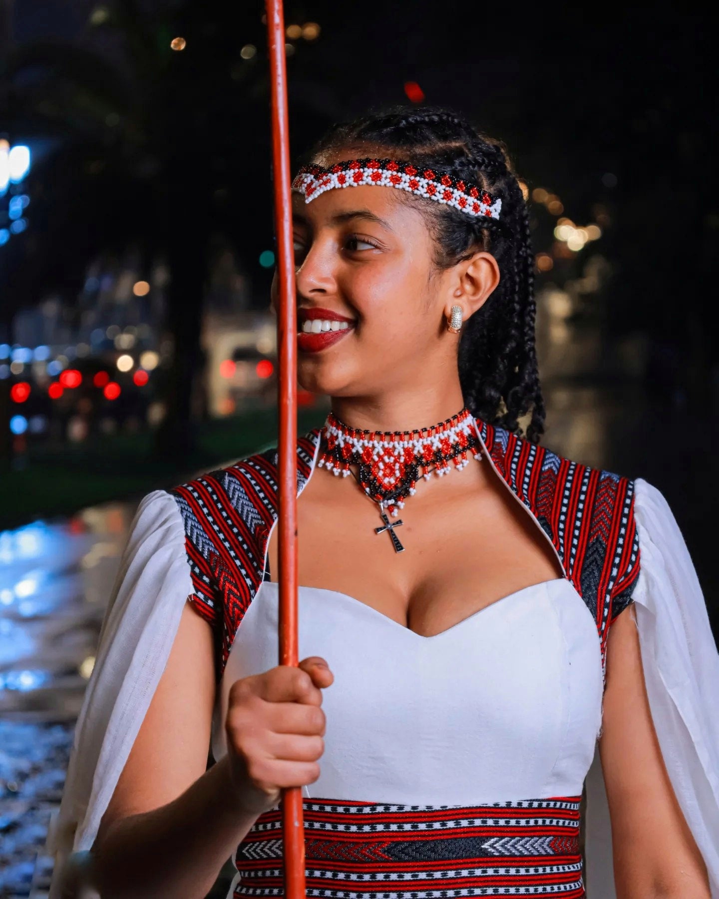 White oromo dress with embroidery traditional Oromo kemis ethiopian cultural wear 208