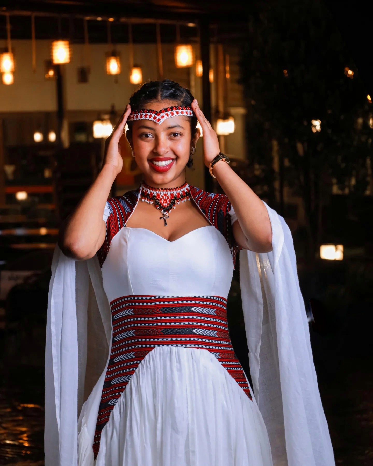 White oromo dress with embroidery traditional Oromo kemis ethiopian cultural wear 208
