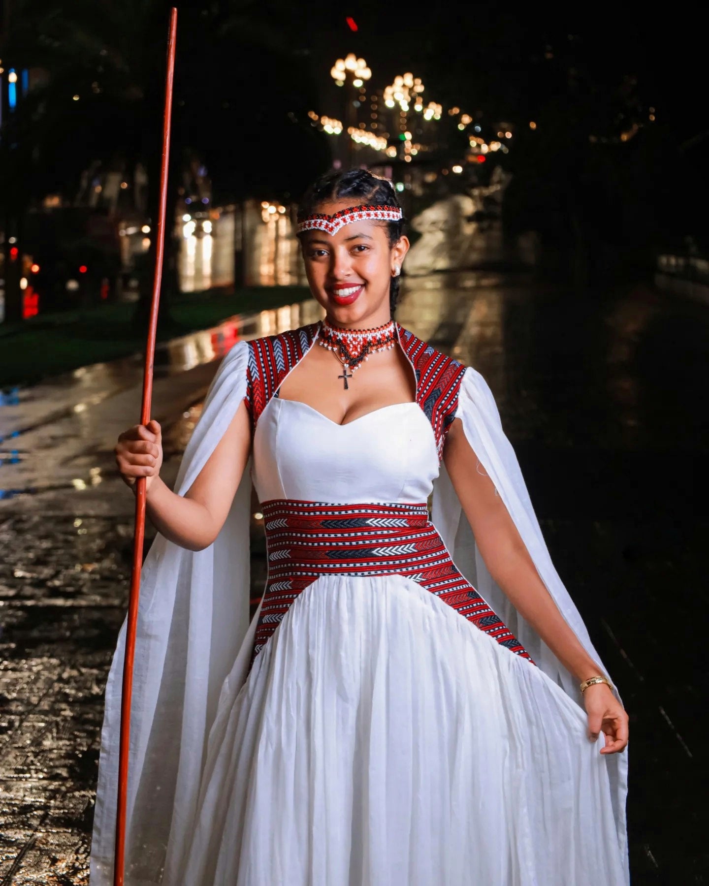 White oromo dress with embroidery traditional Oromo kemis ethiopian cultural wear 208