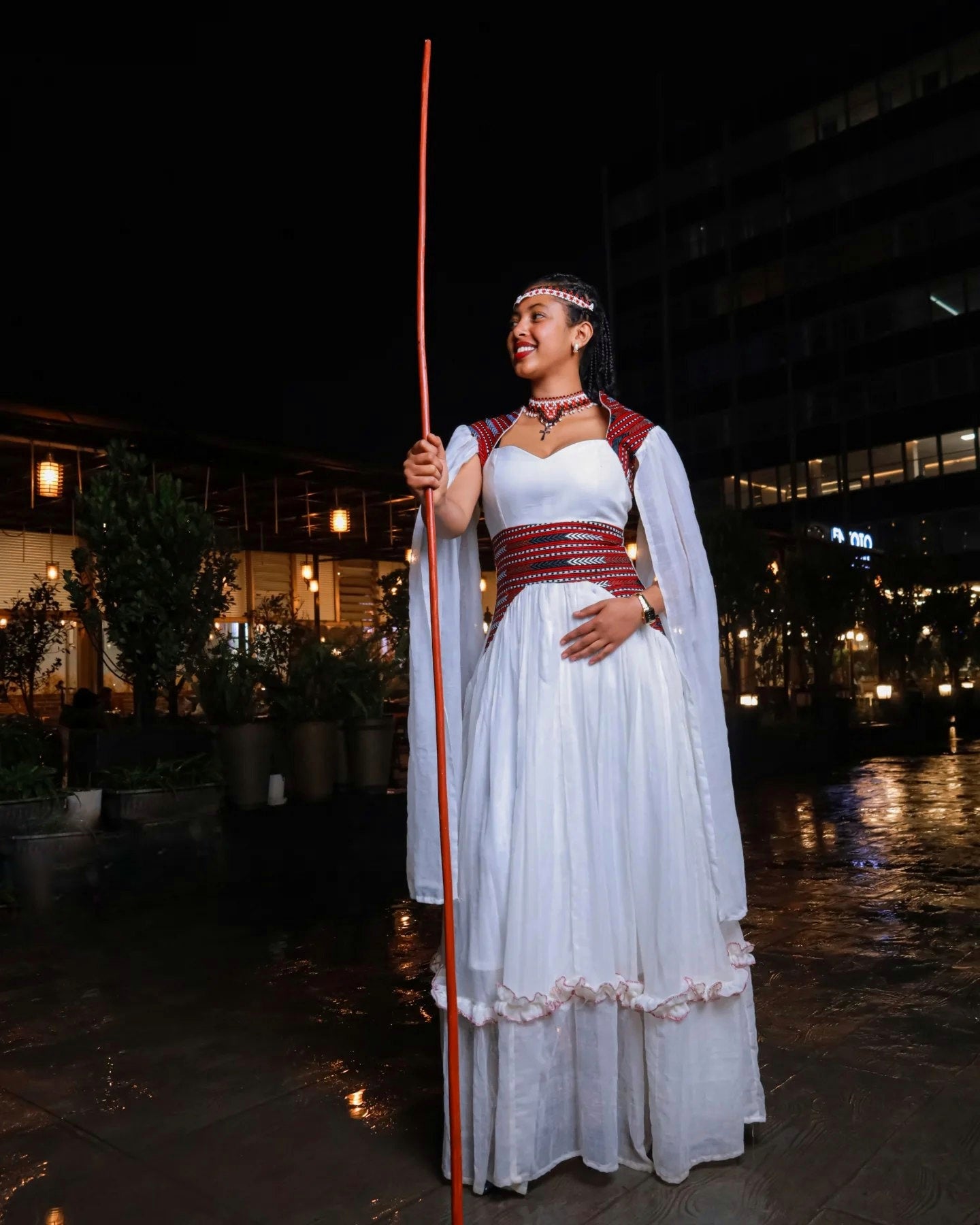 White oromo dress with embroidery traditional Oromo kemis ethiopian cultural wear 208
