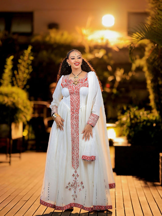 Traditional Ethiopian Dress for Women – Elegant Habesha Kemis, Classic Habesha Dress 