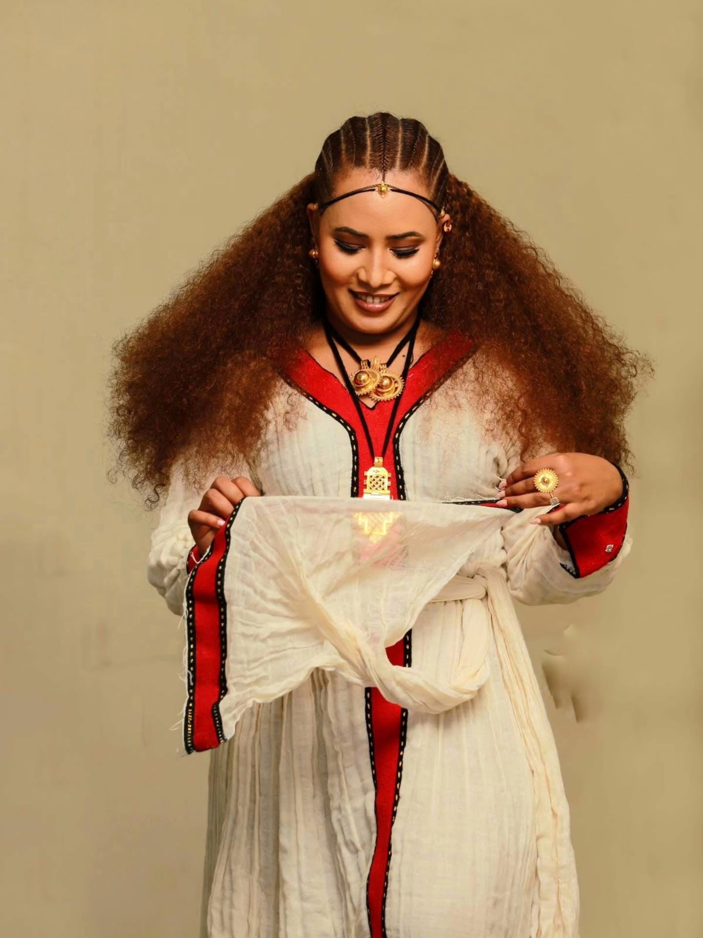 Red Habesha Kemis Traditional Ethiopian Clothing Classic Habesha Dress 174