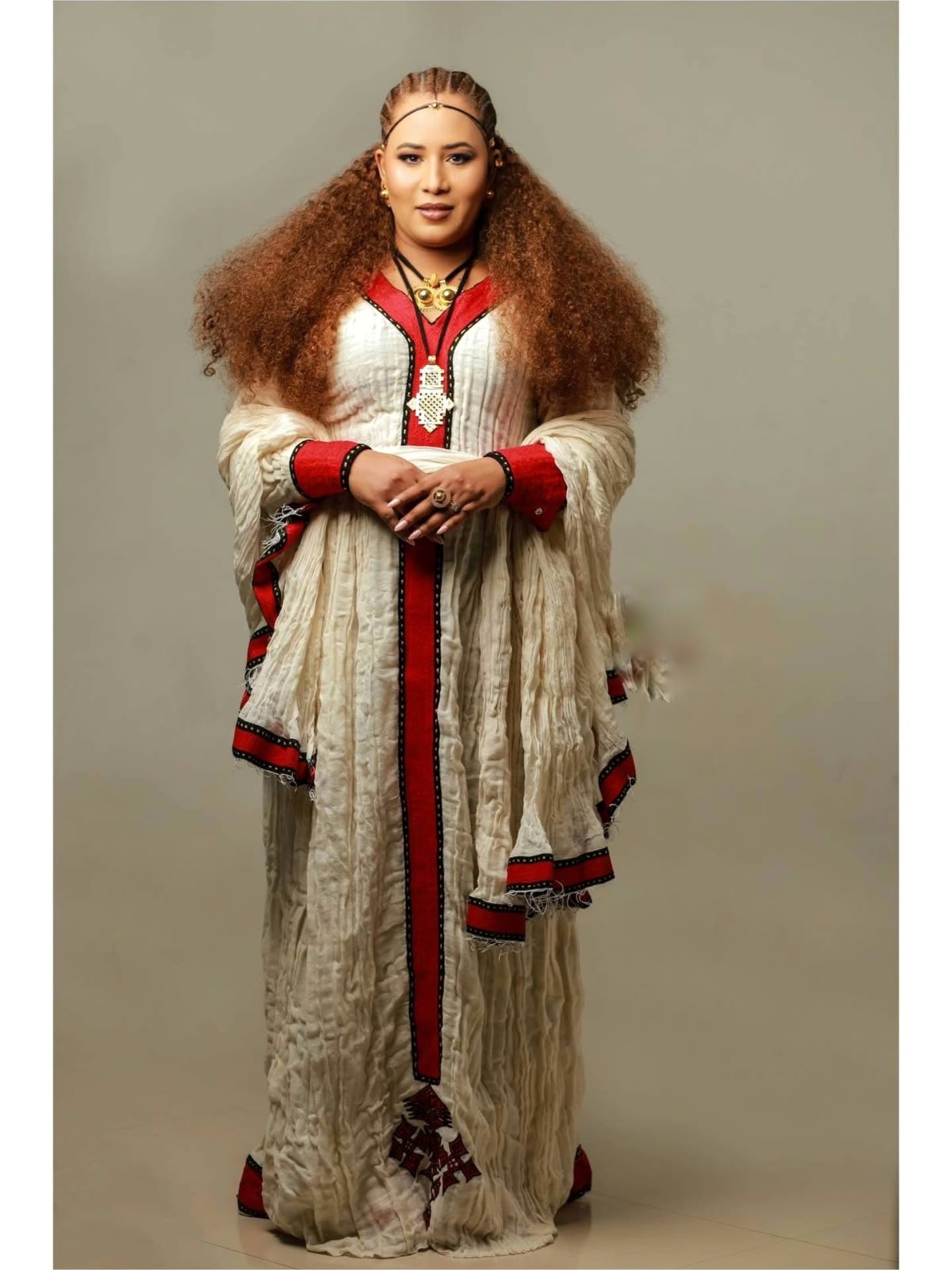 Red Habesha Kemis Traditional Ethiopian Clothing Classic Habesha Dress 174