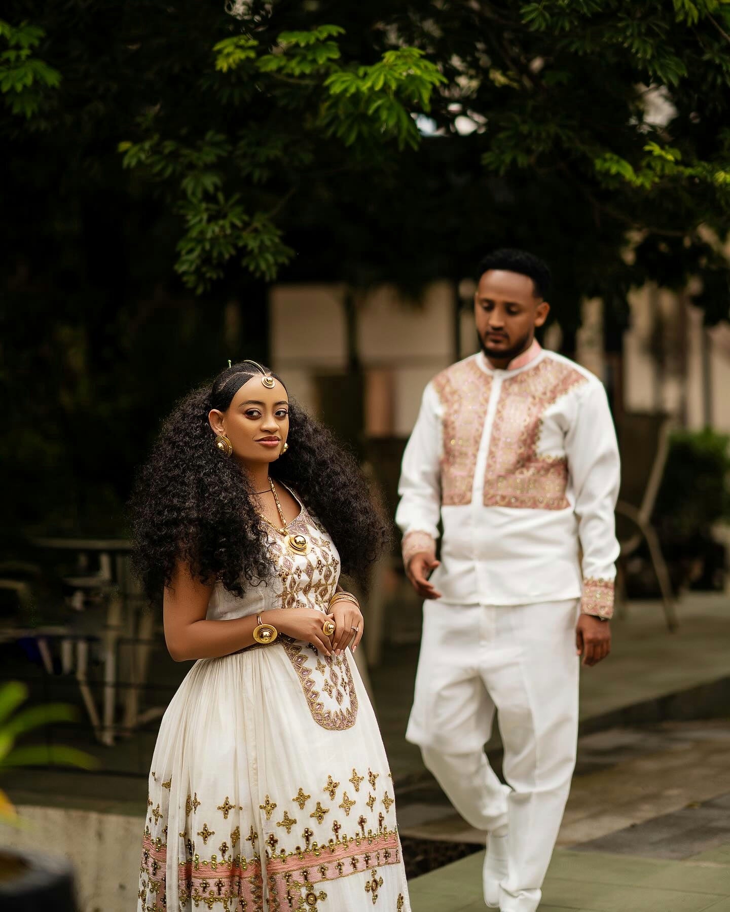 Matching Habesha Couple Outfit Traditional Ethiopian Clothing Golden Ethiopian Couple Set 193