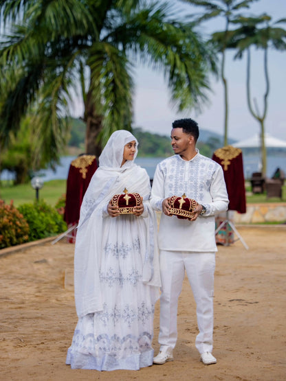 Matching Habesha Couple Outfit White Couple Set Ethiopian Clothing Graceful Couple Wear 205