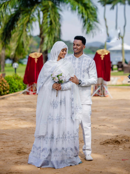 Elegant Habesha Couple Outfit – Matching Ethiopian Traditional Dress for Him & Her