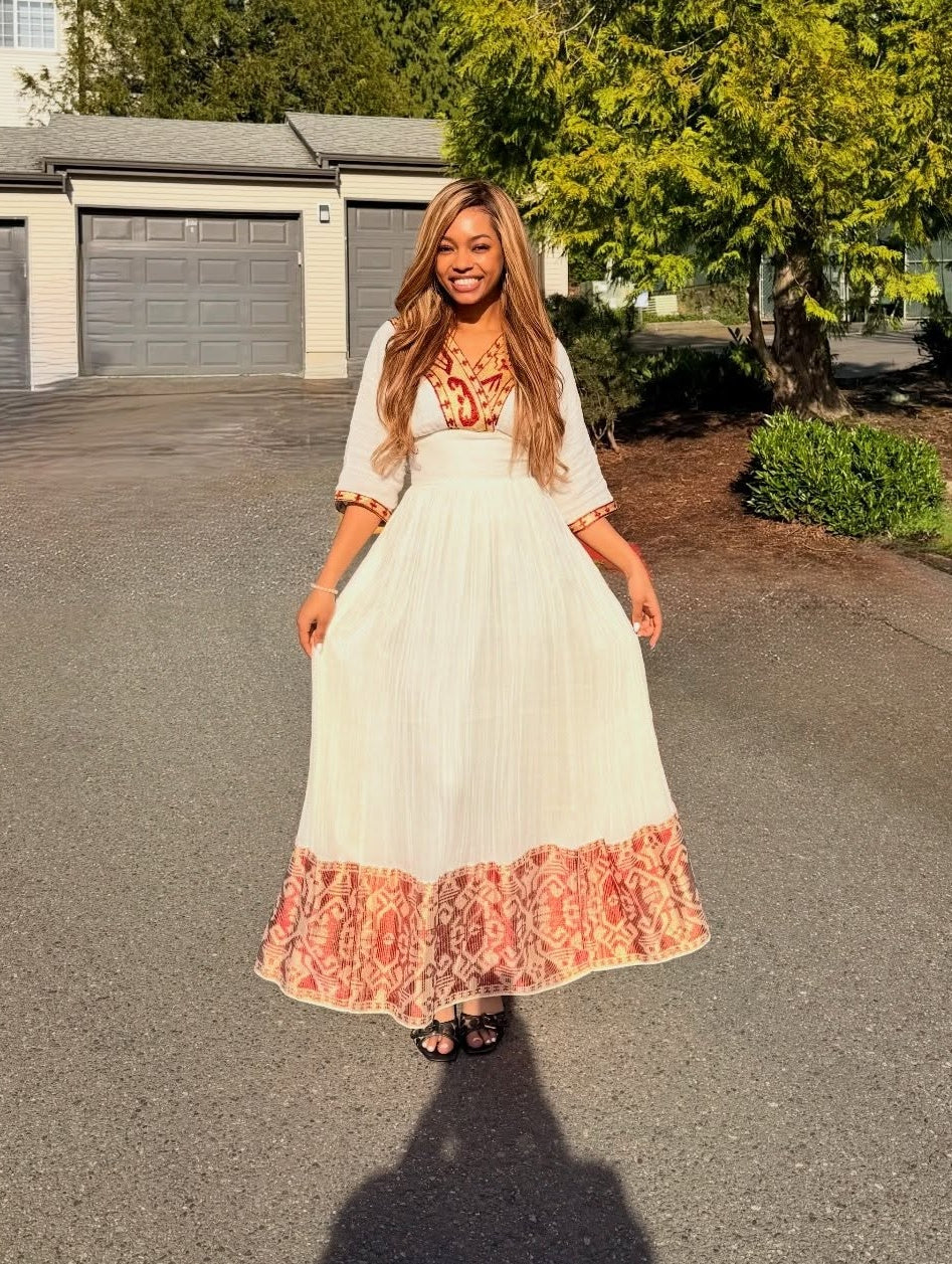 Habesha Kemis Online Charming Habesha Dress Red Woven Traditional Ethiopian Dress 644