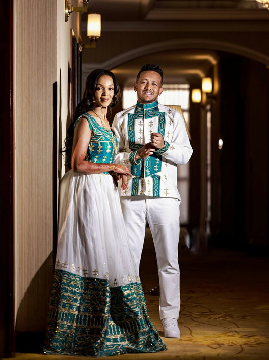 Habesha Kemis Couples Outfit Elegant Habesha Dress & Traditional Ethiopian Dress
