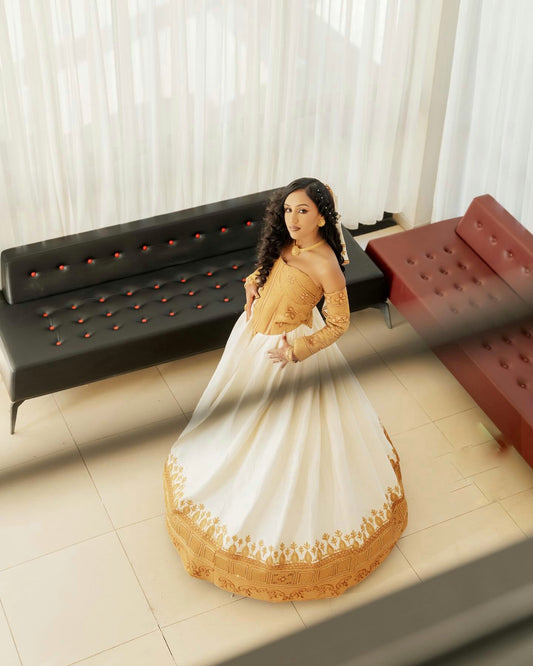 Strapless Habesha Dress Golden Embroidery Habesha Kemis 