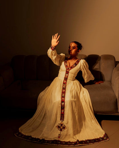 Long Sleeve Habesha Dress Multicolor Embroidery Habesha Kemis Charming  Ethiopian Clothing 695