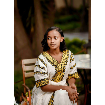 Golden Embroidery Habesha Dress Timeless Habesha Kemis Beautiful Ethiopian And Eritrean Clothing 712