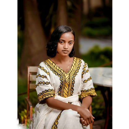Golden Embroidery Habesha Dress Timeless Habesha Kemis Beautiful Ethiopian And Eritrean Clothing 712